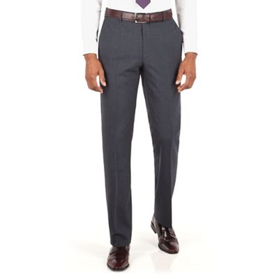 Hammond & Co. by Patrick Grant Slate grey stripe plain front tailored fit suit trouser